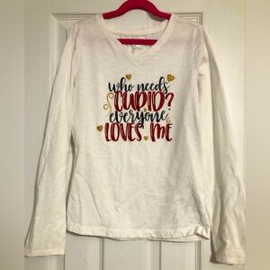 Cat &‎ Jack Valentine’s Day long sleeve v neck shirt girls size large 10/12